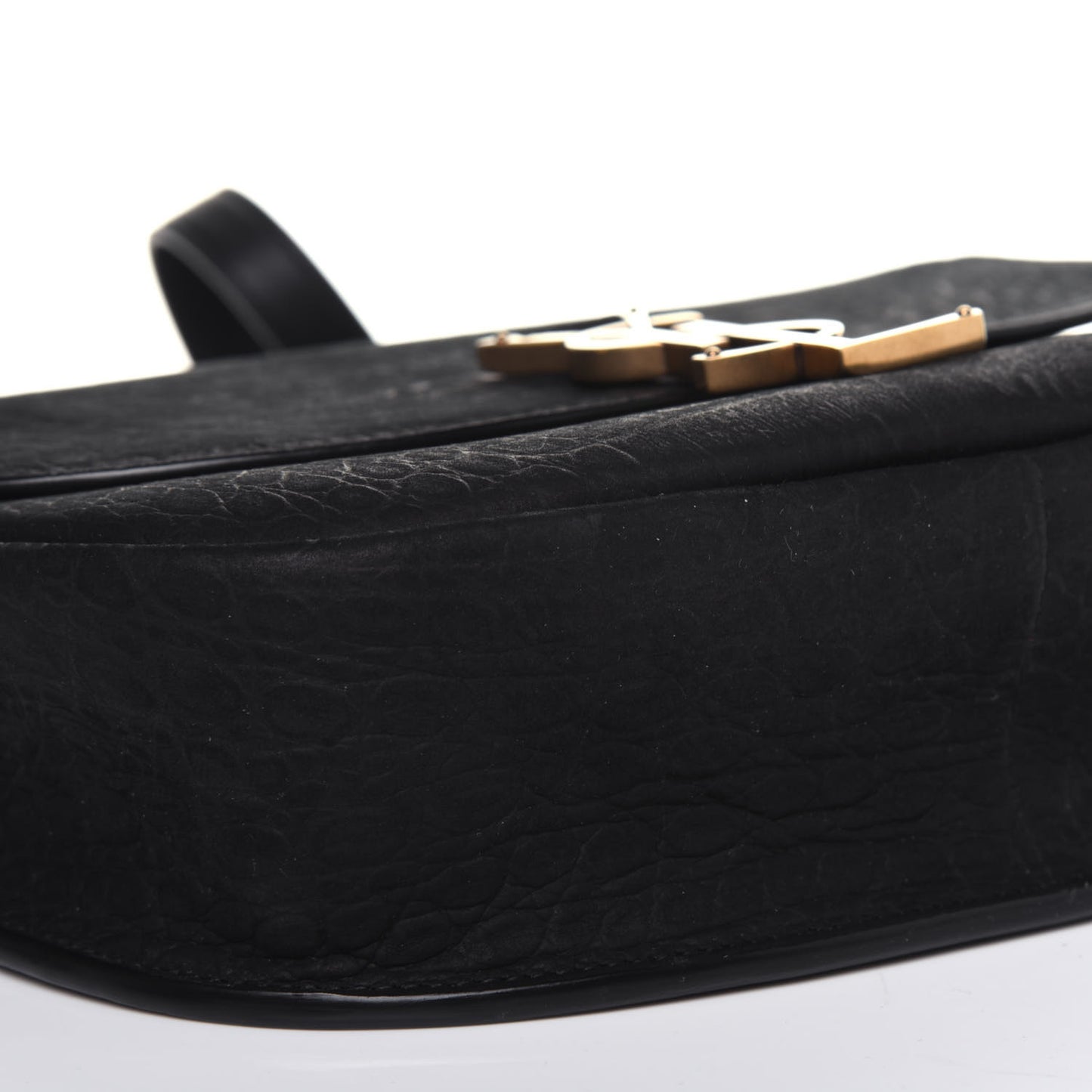 Crocodile Embossed Monogram Nubuck Medium Kaia Satchel Black