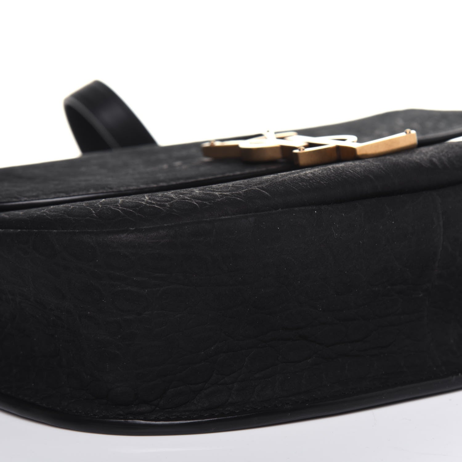 Saint Laurent Crocodile Embossed Monogram Nubuck Medium Kaia Satchel Black 10 of 12