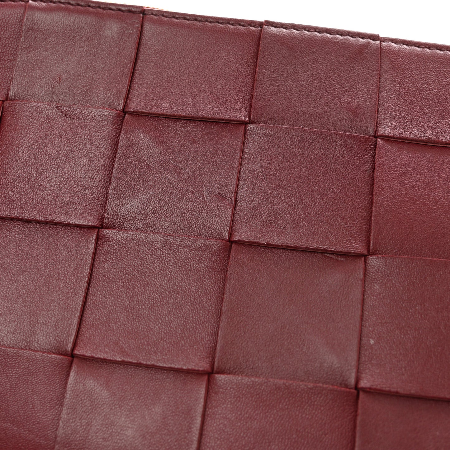 Nappa Maxi Intrecciato Small Cassette Flat Zip Pouch Bordeaux