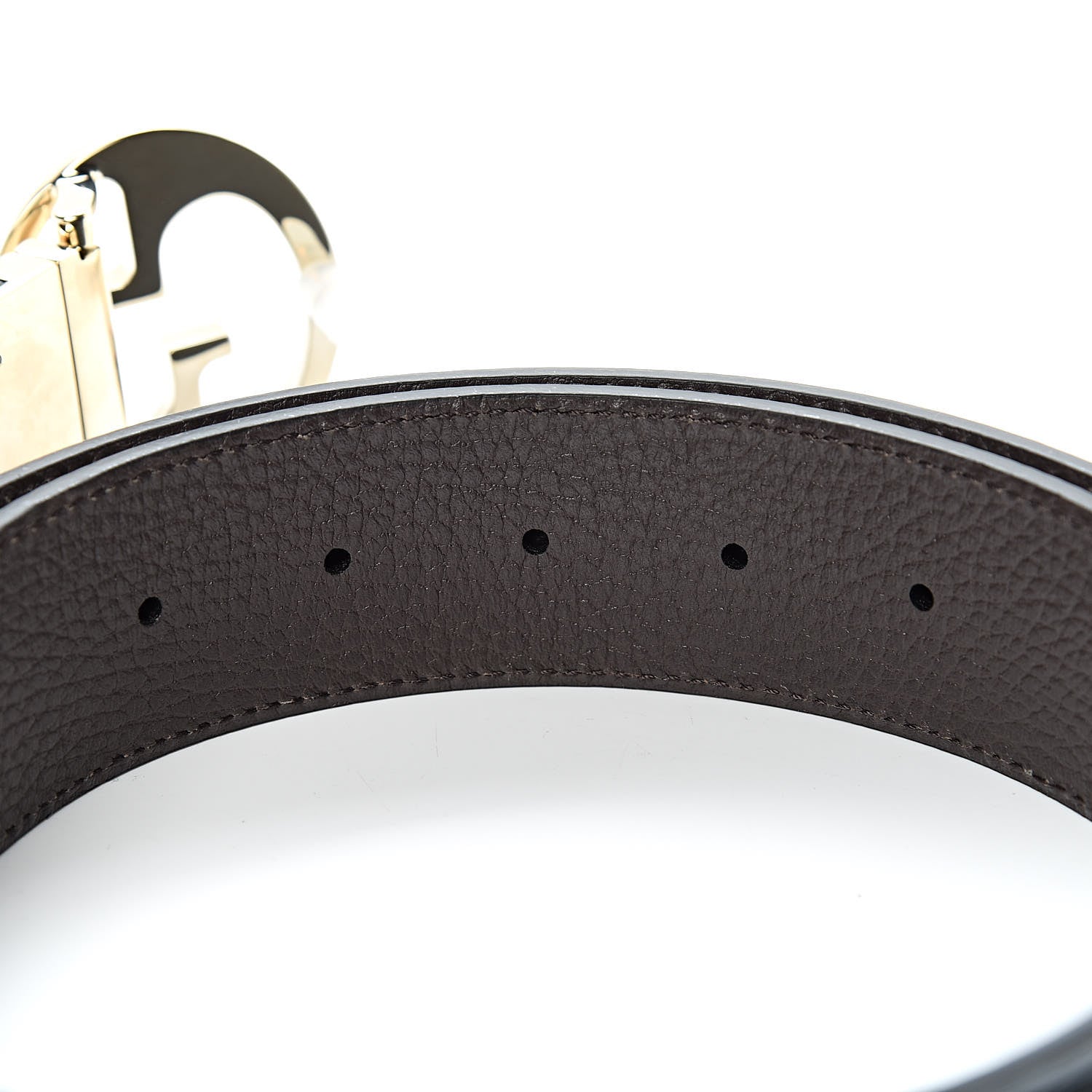 Gucci Dollar Calfskin 1973 Reversible Belt 105 42 Black Testa di Moro 4 of 6