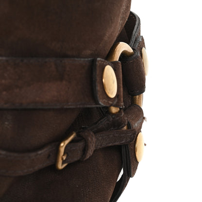 Miu Miu Suede Harness Mid Calf Boots 40 Brown 10 of 10