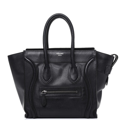 Celine Drummed Calfskin Micro Luggage Black 1 of 26