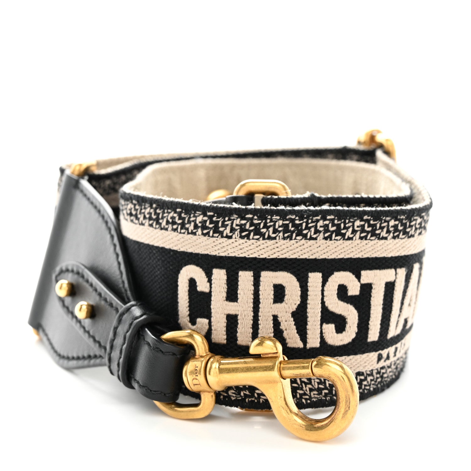 Christian Dior Canvas Embroidered Shoulder Strap Black 1 of 4