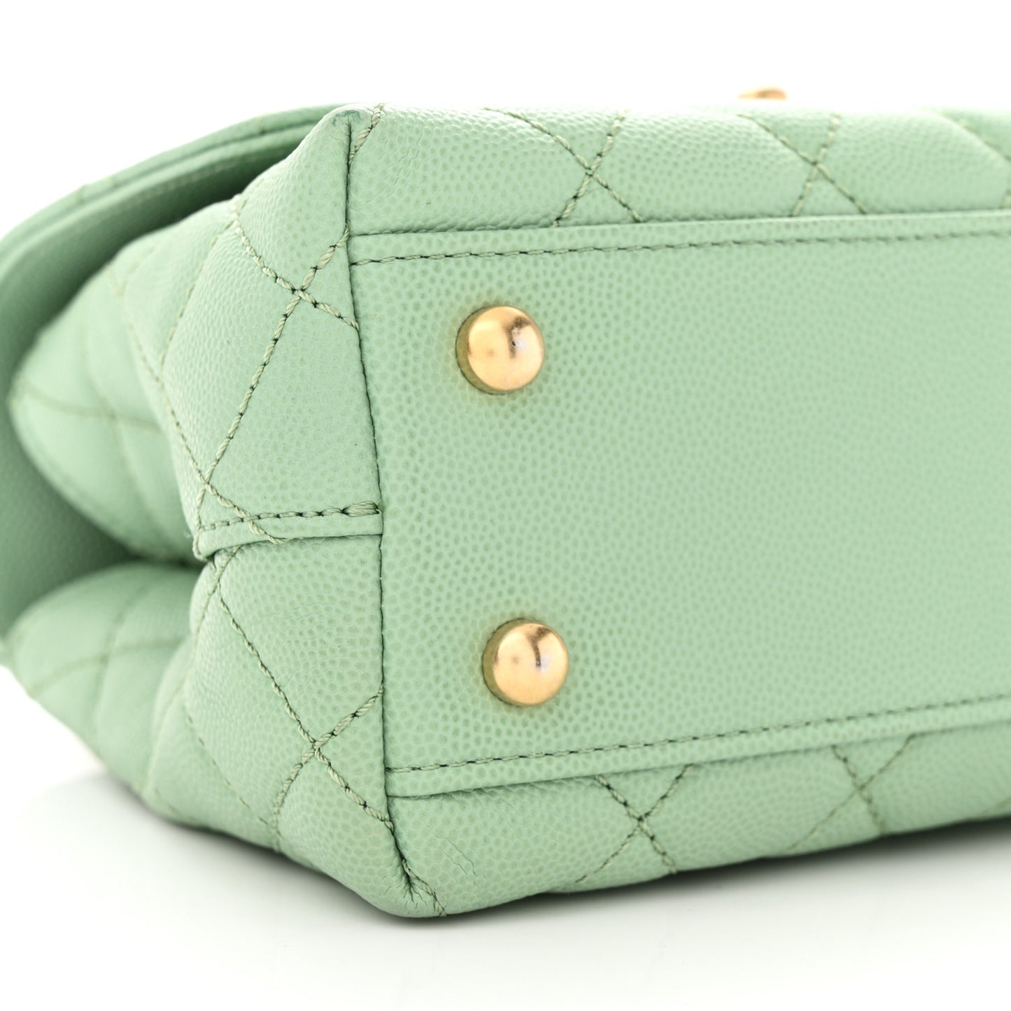 Caviar Quilted Mini Coco Chain Handle Flap Light Green