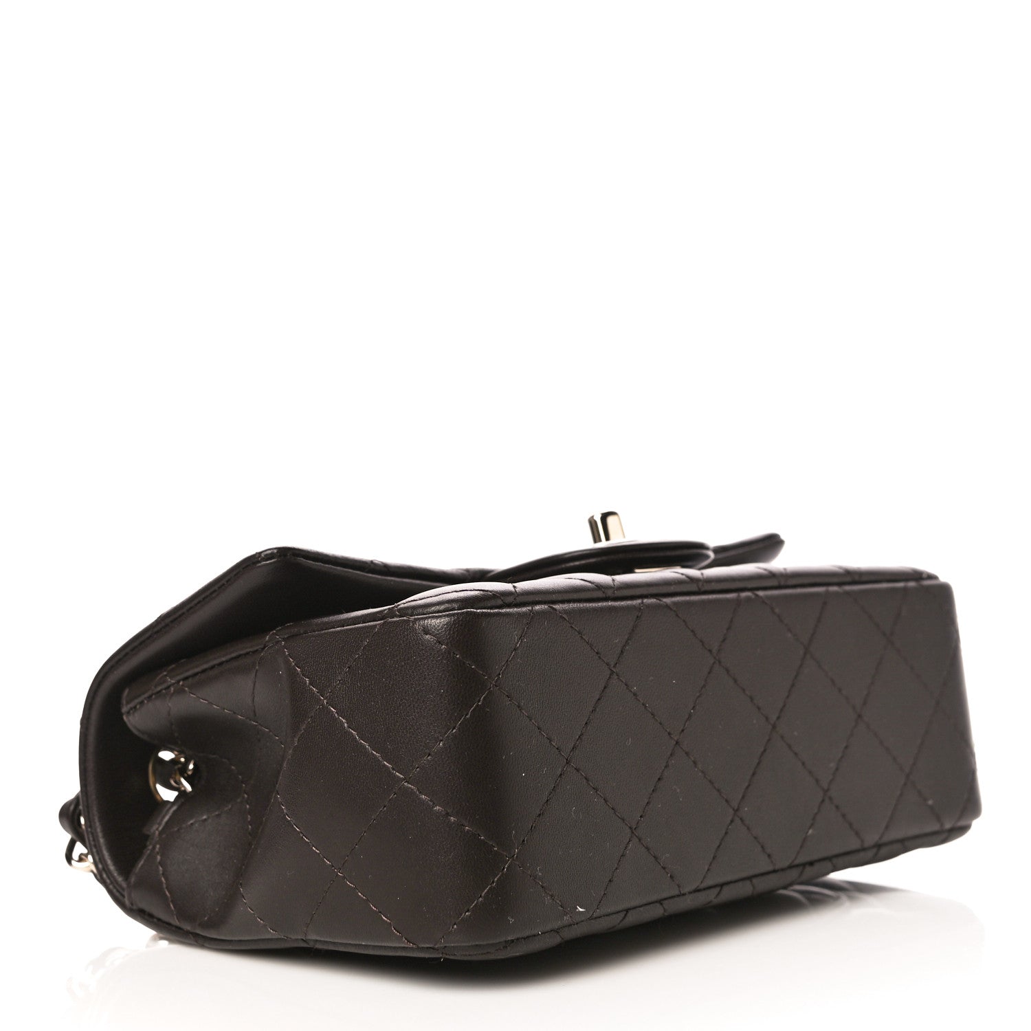 Chanel Lambskin Quilted Mini Rectangular Flap Dark Brown 4 of 12