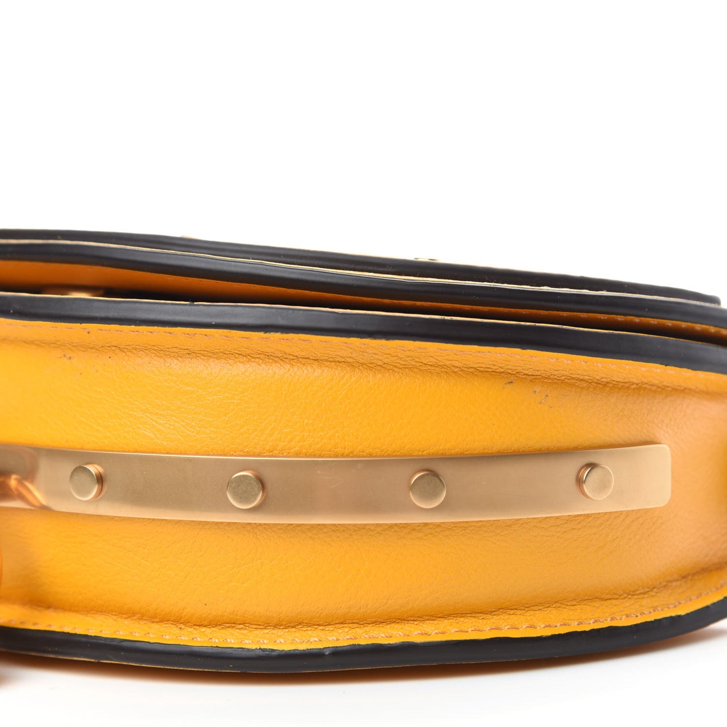 Calfskin Small Nile Bracelet Minaudiere Bag Dark Ochre