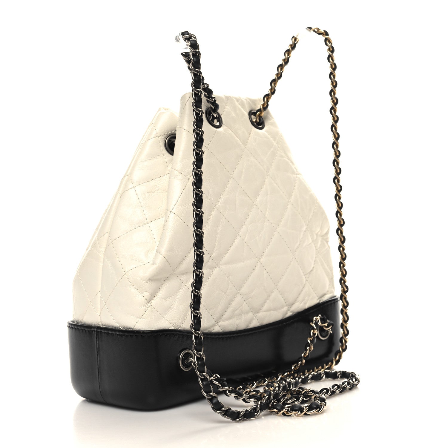 Chanel Aged Calfskin Quilted Small Gabrielle Backpack Black White 3 of 10
