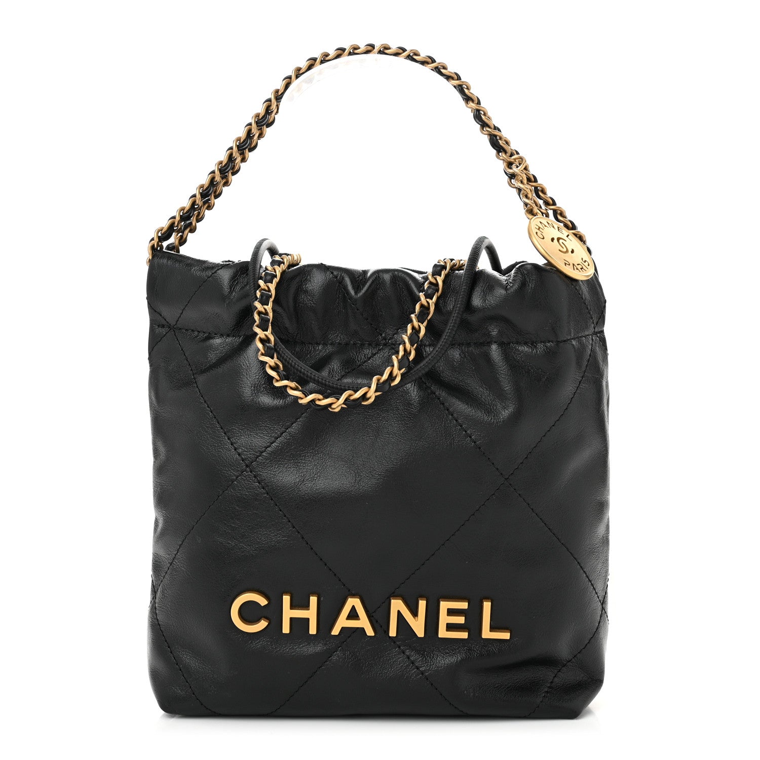 Chanel Shiny Calfskin Quilted Mini Chanel 22 Black 1 of 11
