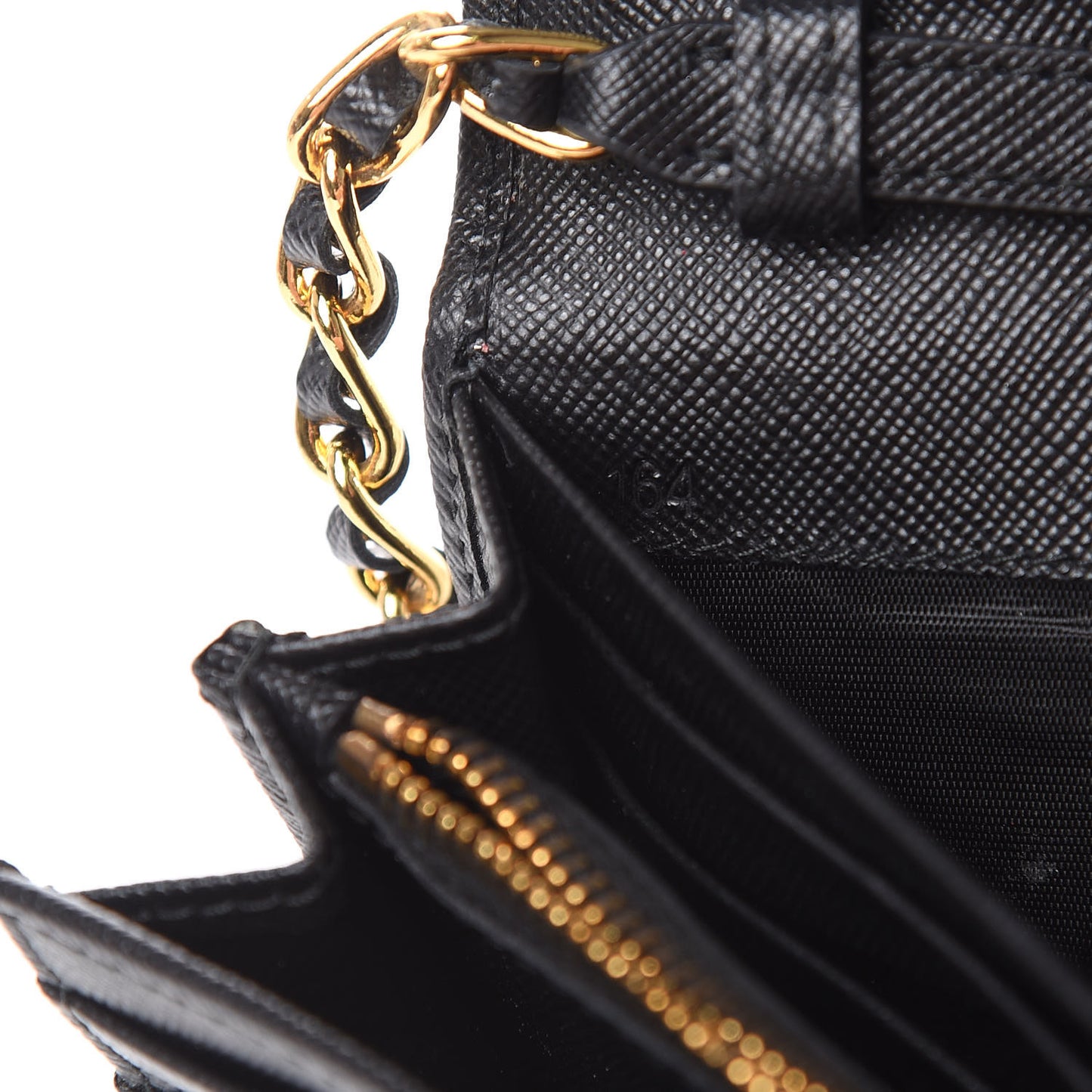 Saffiano Metal Oro Chain Wallet Black