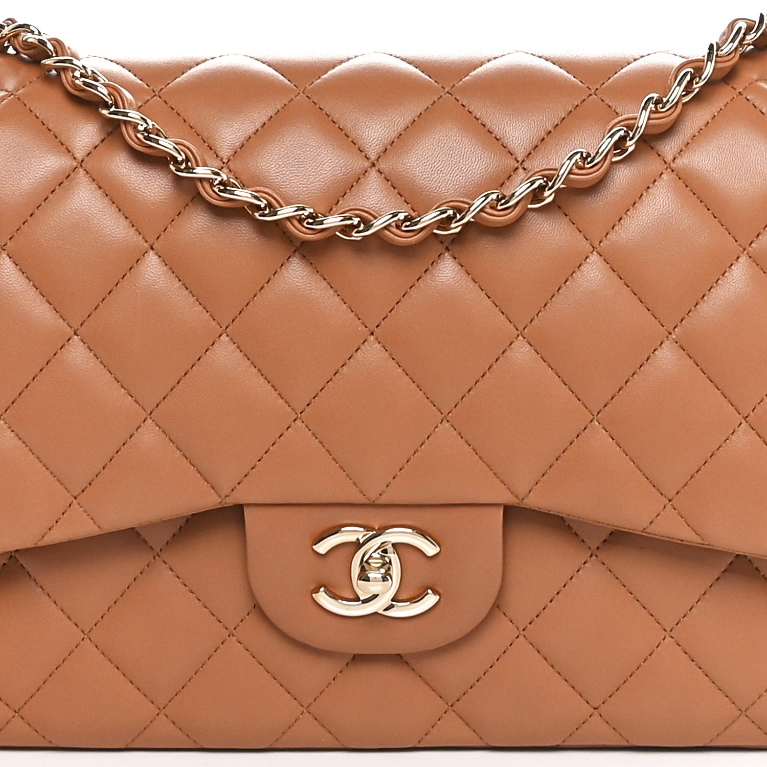 Chanel Lambskin Quilted Jumbo Double Flap Beige 8 of 11