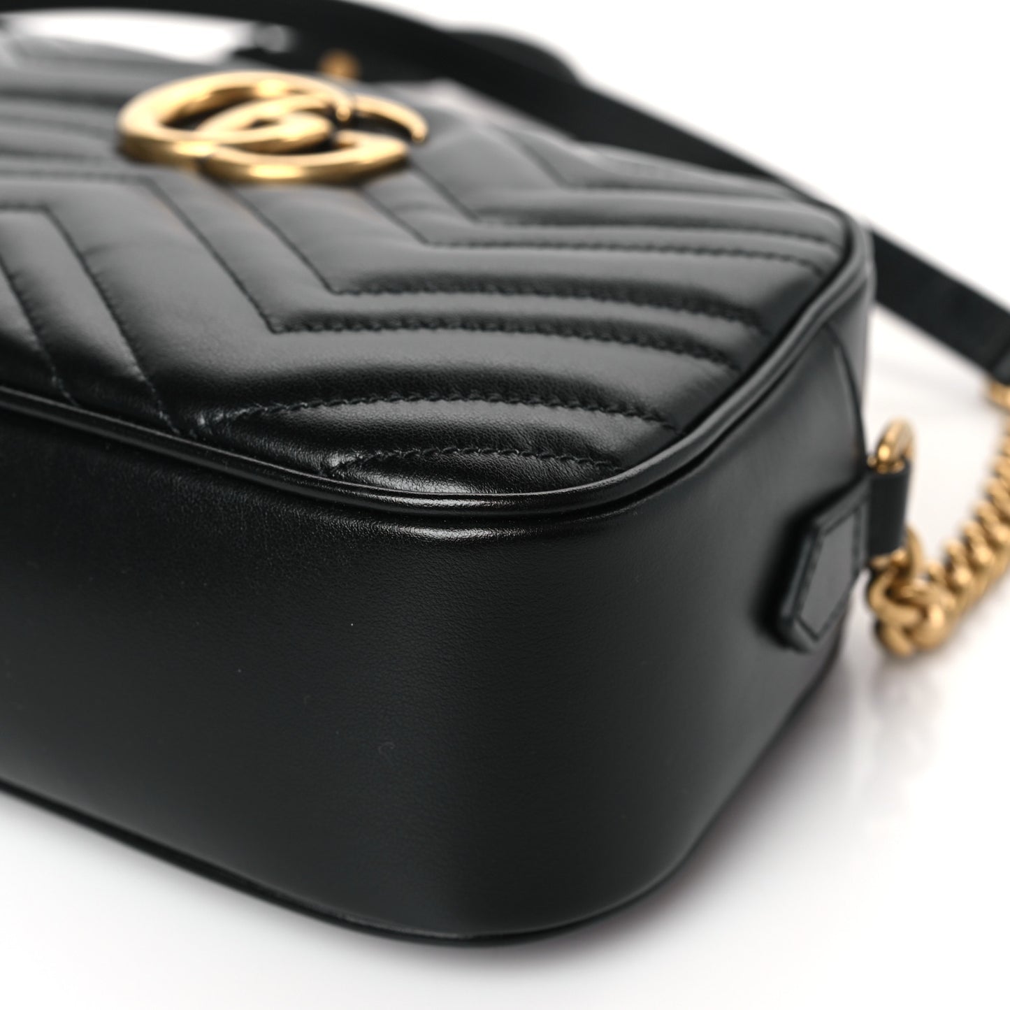Calfskin Matelasse Small GG Marmont Chain Shoulder Bag Black
