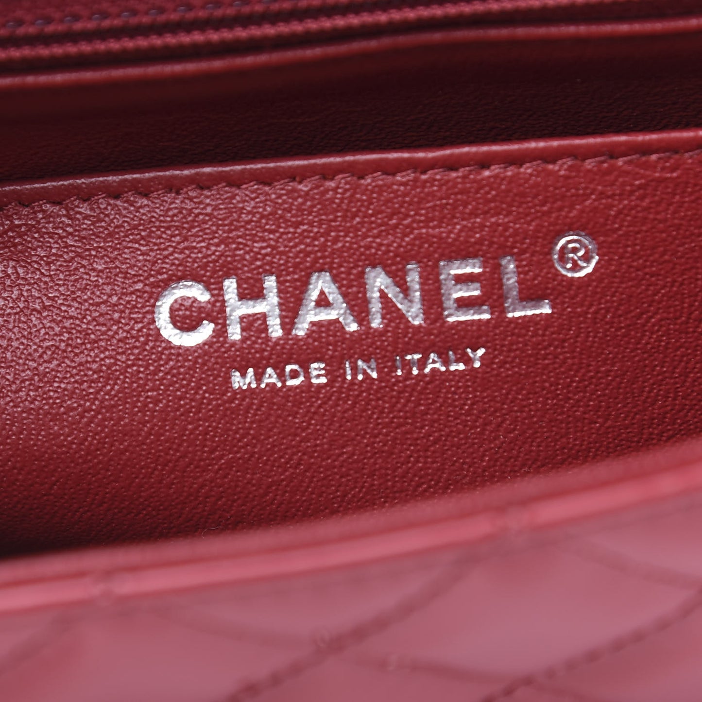 Patent Calfskin Quilted Mini Rectangular Flap Red