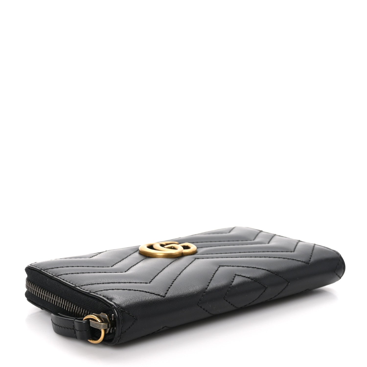 Gucci Calfskin Matelasse GG Marmont Zip Around Organizer Wallet Black 4 of 9