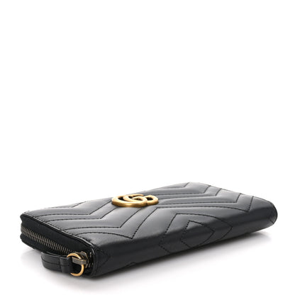 Gucci Calfskin Matelasse GG Marmont Zip Around Organizer Wallet Black 4 of 9