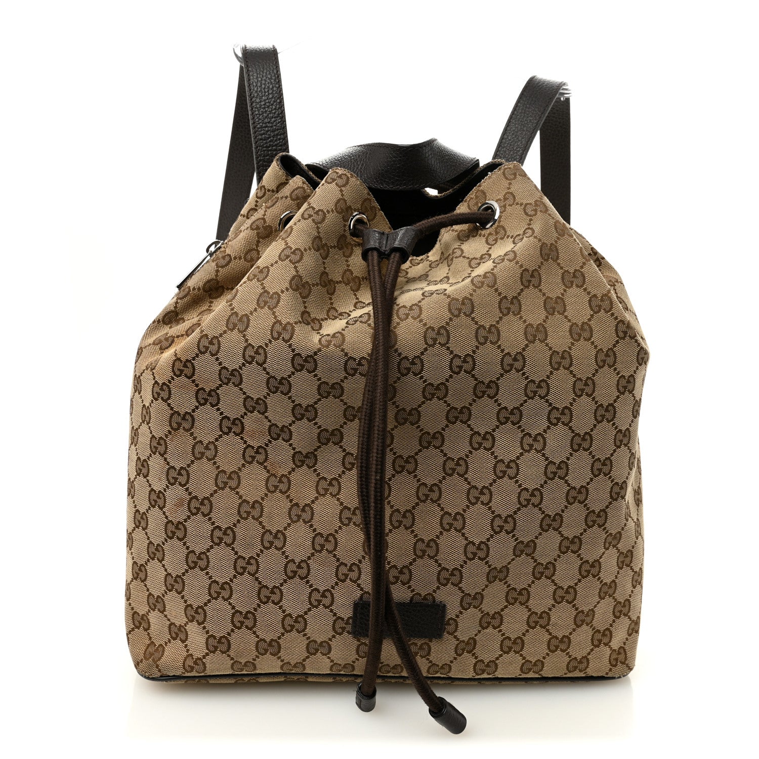 Gucci Monogram Dollar Calfskin O Drawstring Backpack Beige Ebony Testa di Moro Dark Chocolate 1 of 10