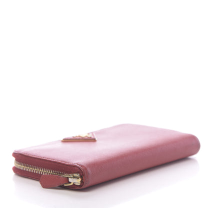 Prada Saffiano Triangle Zip Around Wallet Fuoco 4 of 10