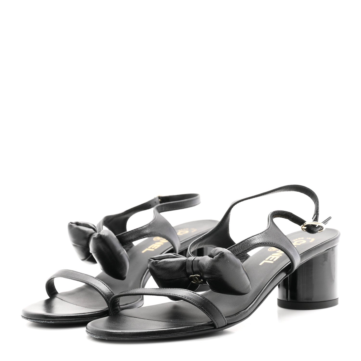 Chanel Lambskin CC Bow 55mm Sandals 38.5 Black 4 of 10
