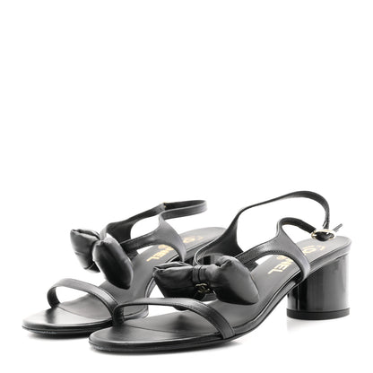 Chanel Lambskin CC Bow 55mm Sandals 38.5 Black 4 of 10