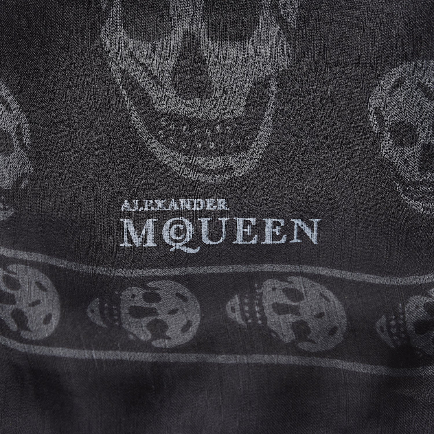 Alexander McQueen Silk Chiffon Skull Scarf Black Grey 4 of 4