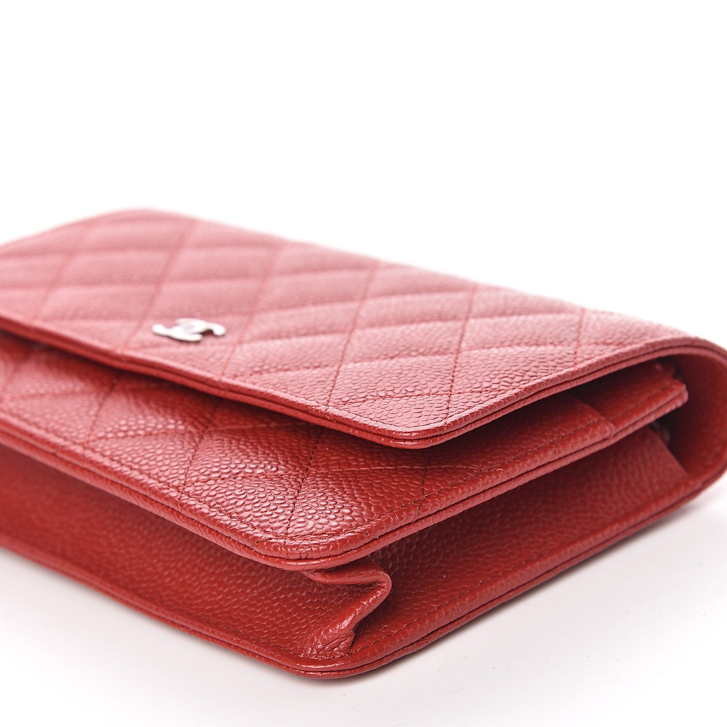 Caviar Quilted Wallet on Chain WOC Red