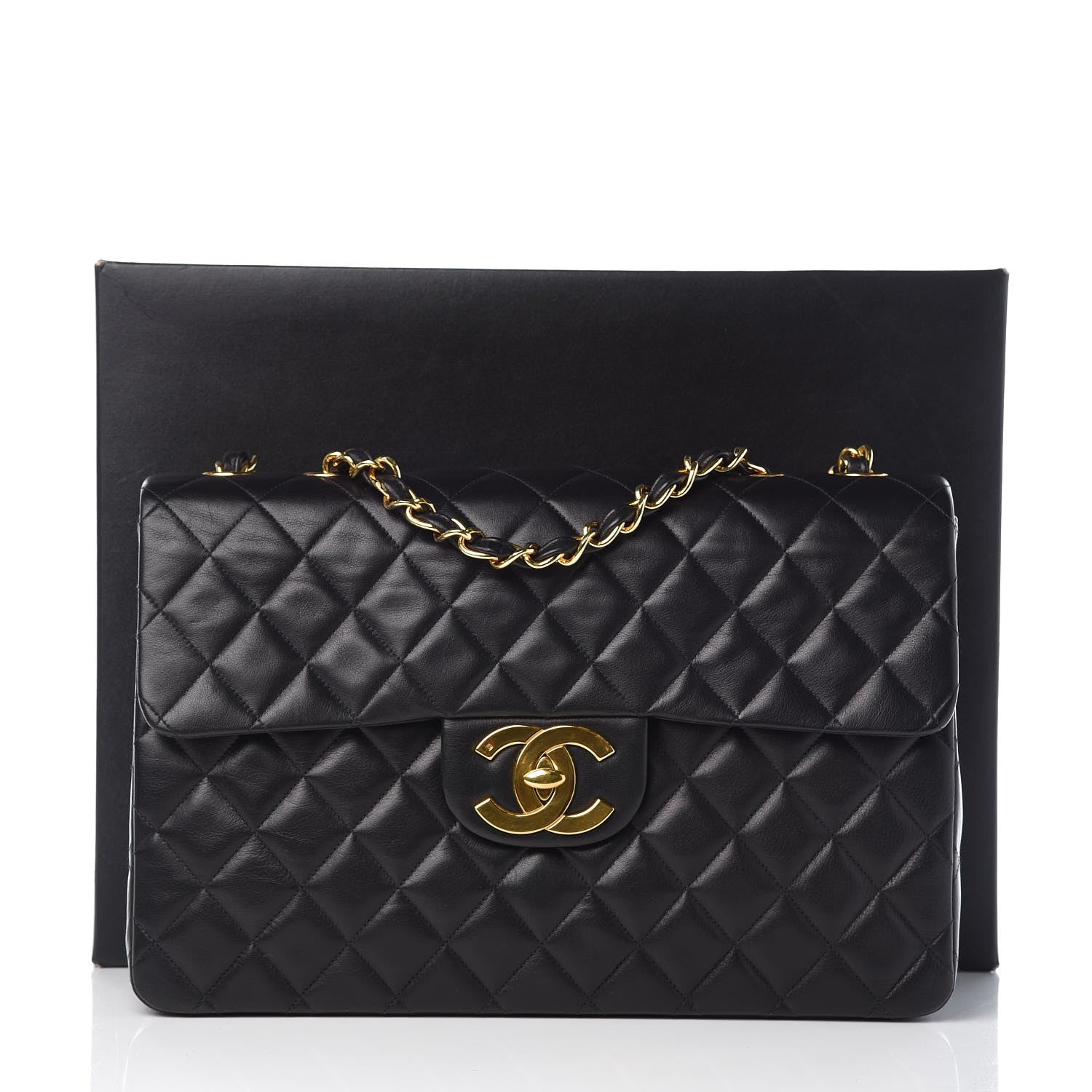 Chanel Lambskin Quilted XL Jumbo Single Flap Black 9 of 9