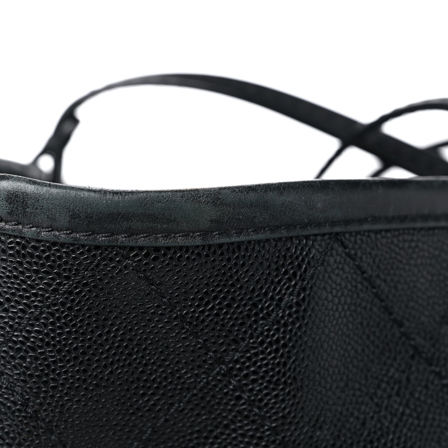 Grained Calfskin Large Shopping Fever Tote Black