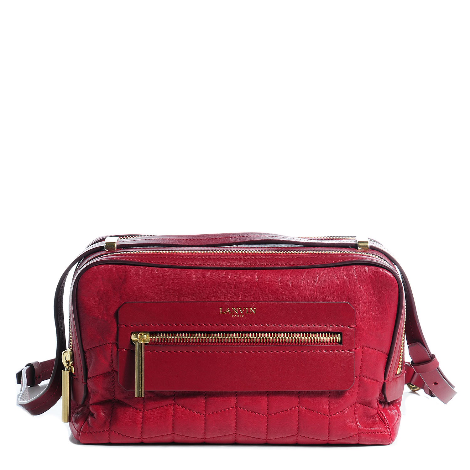 Lanvin Leather Padam Double Zip Bag Red 1 of 9