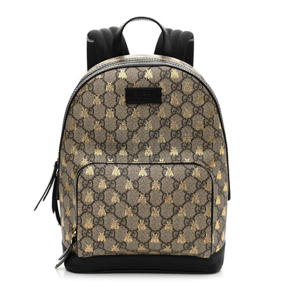 Gucci GG Supreme Monogram Bees Print Small Day Backpack Beige Oro Black 1 of 9
