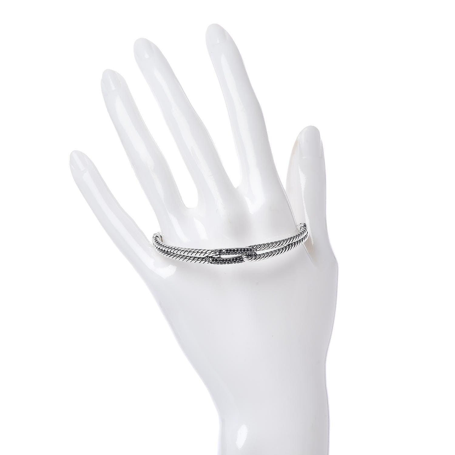 David Yurman Sterling Silver Black Diamond 7mm Petite Mini Loop Bracelet 2 of 4