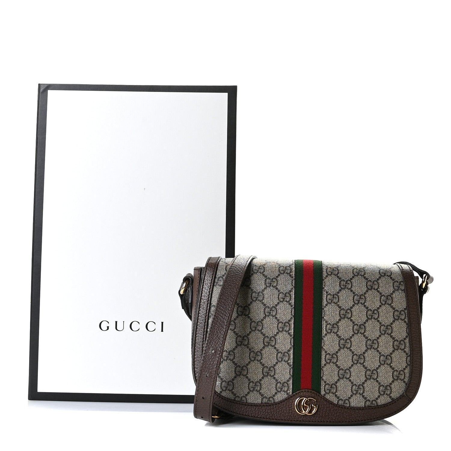 Gucci GG Supreme Monogram Web Small Ophidia Flap Messenger Bag Brown 8 of 11