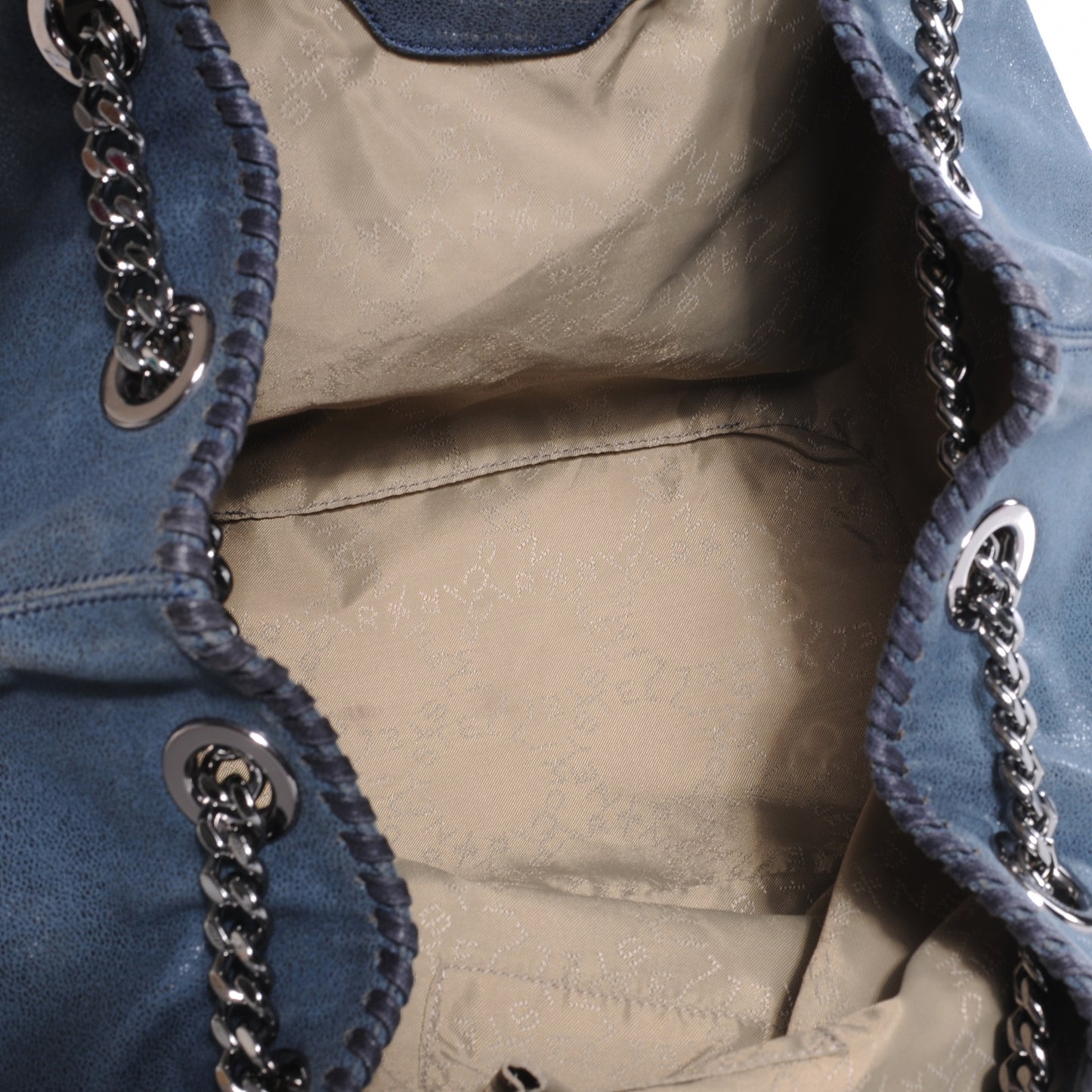 Faux Leather Shaggy Deer Small Falabella Bucket Bag Blue