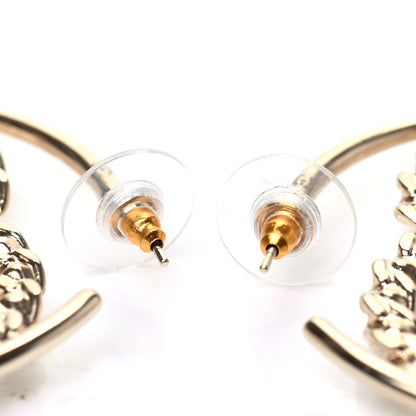 Chanel Crystal High Society CC Hoop Earrings Gold 3 of 5