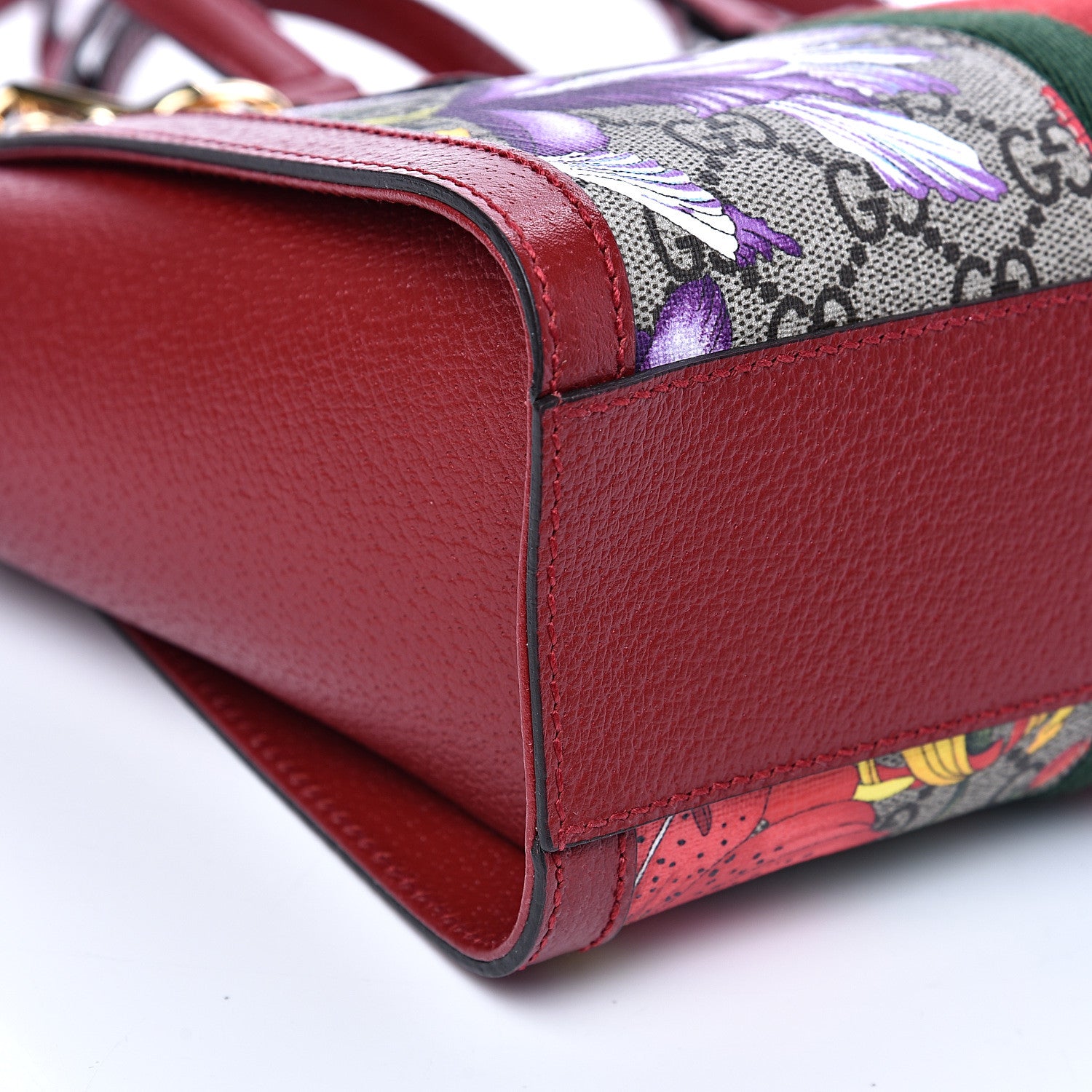 Gucci GG Supreme Monogram Flora Web Small Ophidia Tote Bag Red 7 of 11