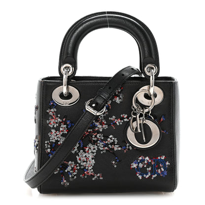 Christian Dior Goatskin Sequin Embroidered Mini Lady Dior Black 1 of 9