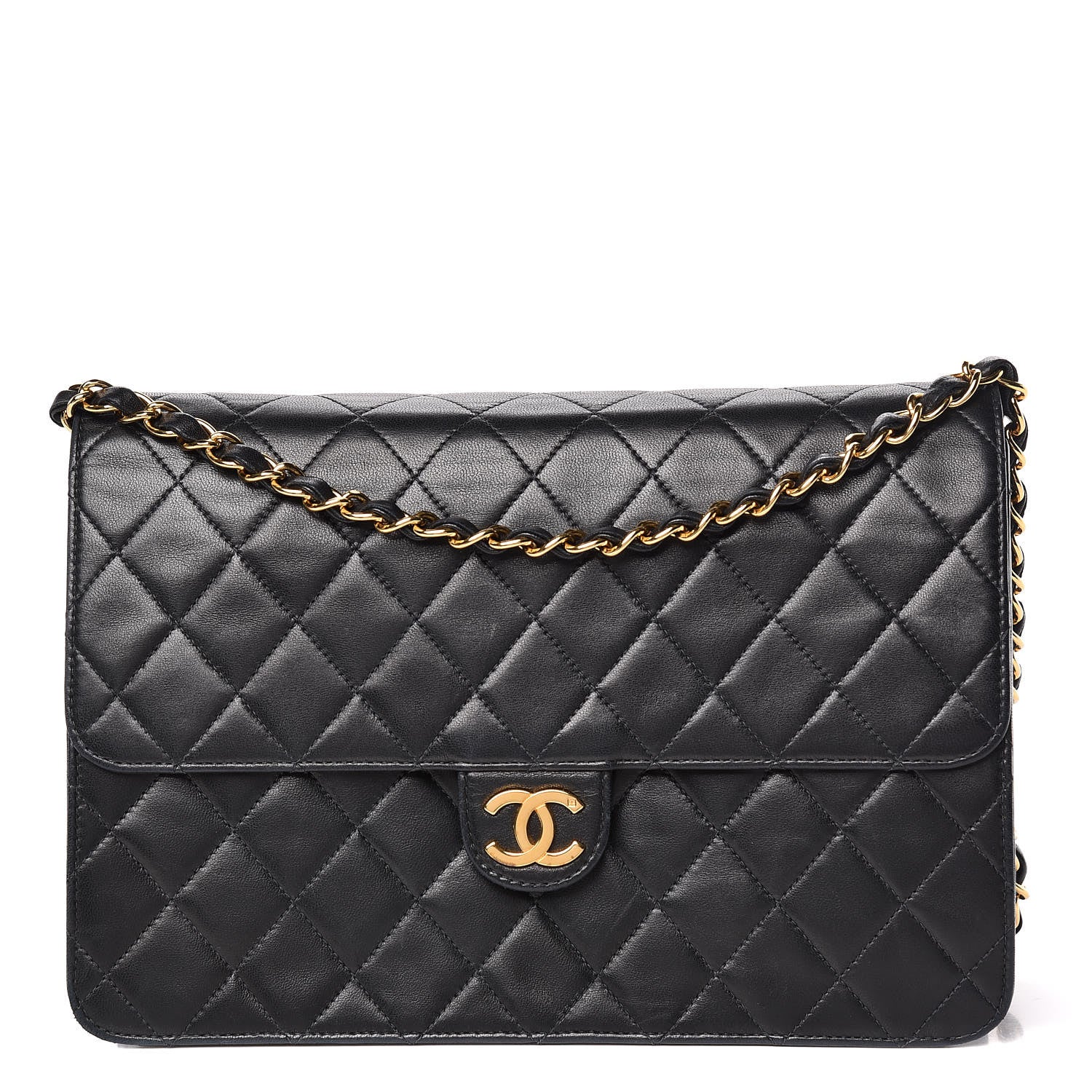 Chanel Lambskin Quilted Medium Single Flap Black 1 of 20