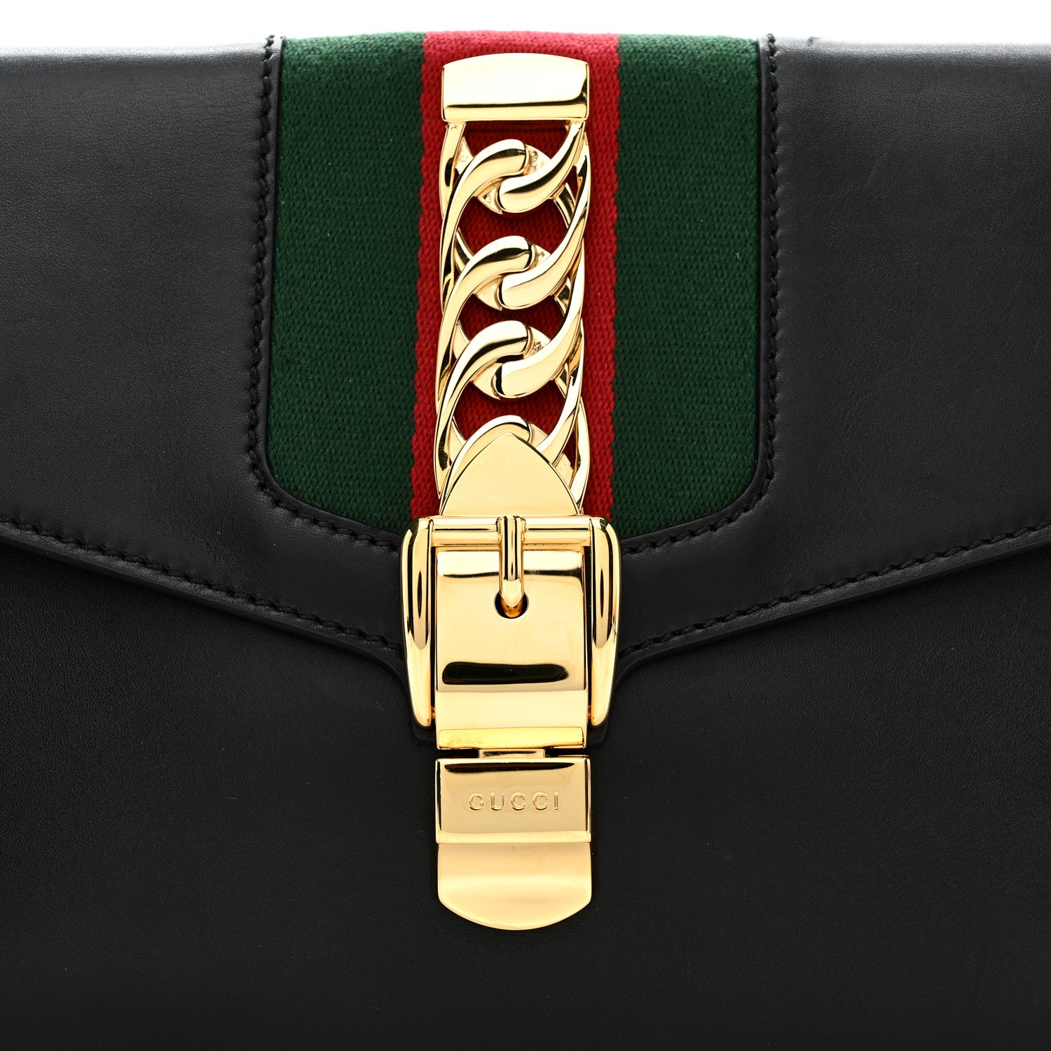 Gucci Calfskin Small Sylvie Wristlet Clutch Black 9 of 14