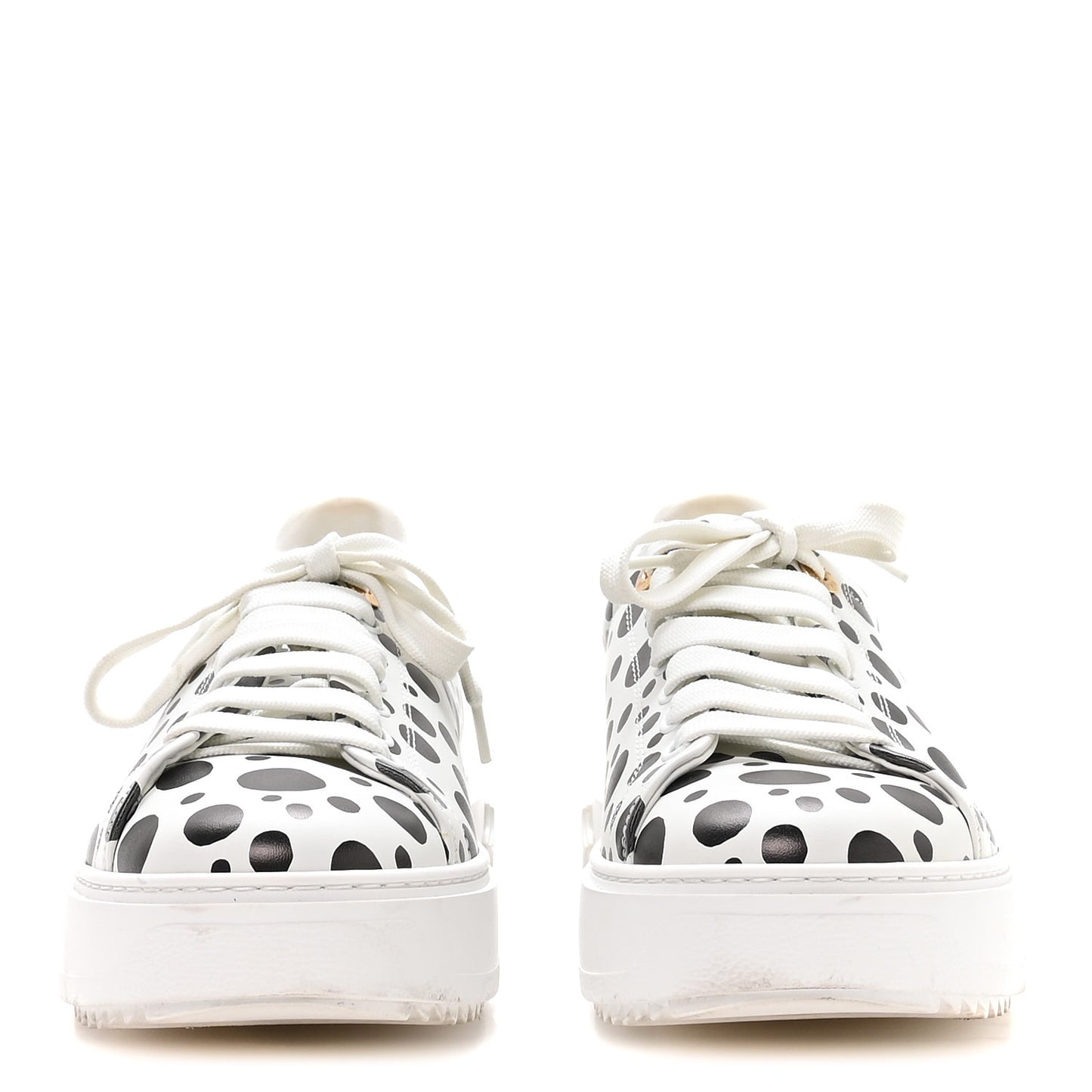 LV X YK Calfskin Printed Infinity Dots Time Out Sneakers 38.5 White