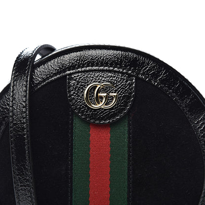 Gucci Suede Patent Web Mini Ophidia Round Shoulder Bag Black 11 of 11