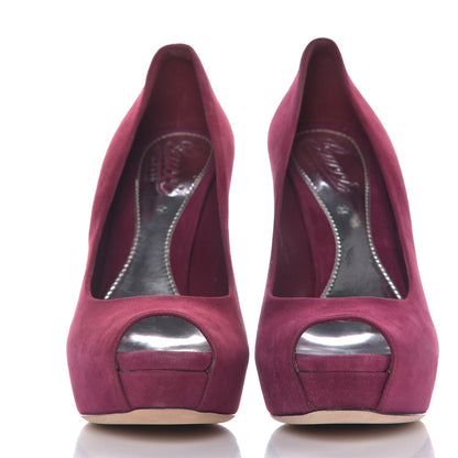 Gucci Suede Sofia Peep Toe Pumps 38.5 Fuchsia 2 of 11