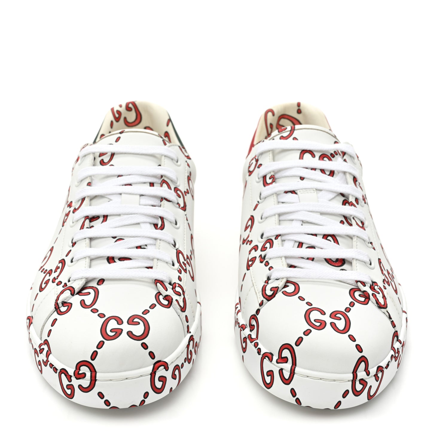Calfskin GucciGhost Print Mens Ace Sneakers 10.5 White Hibiscus Red