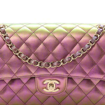 Chanel Iridescent Lambskin Quilted Medium Double Flap Purple 8 of 10
