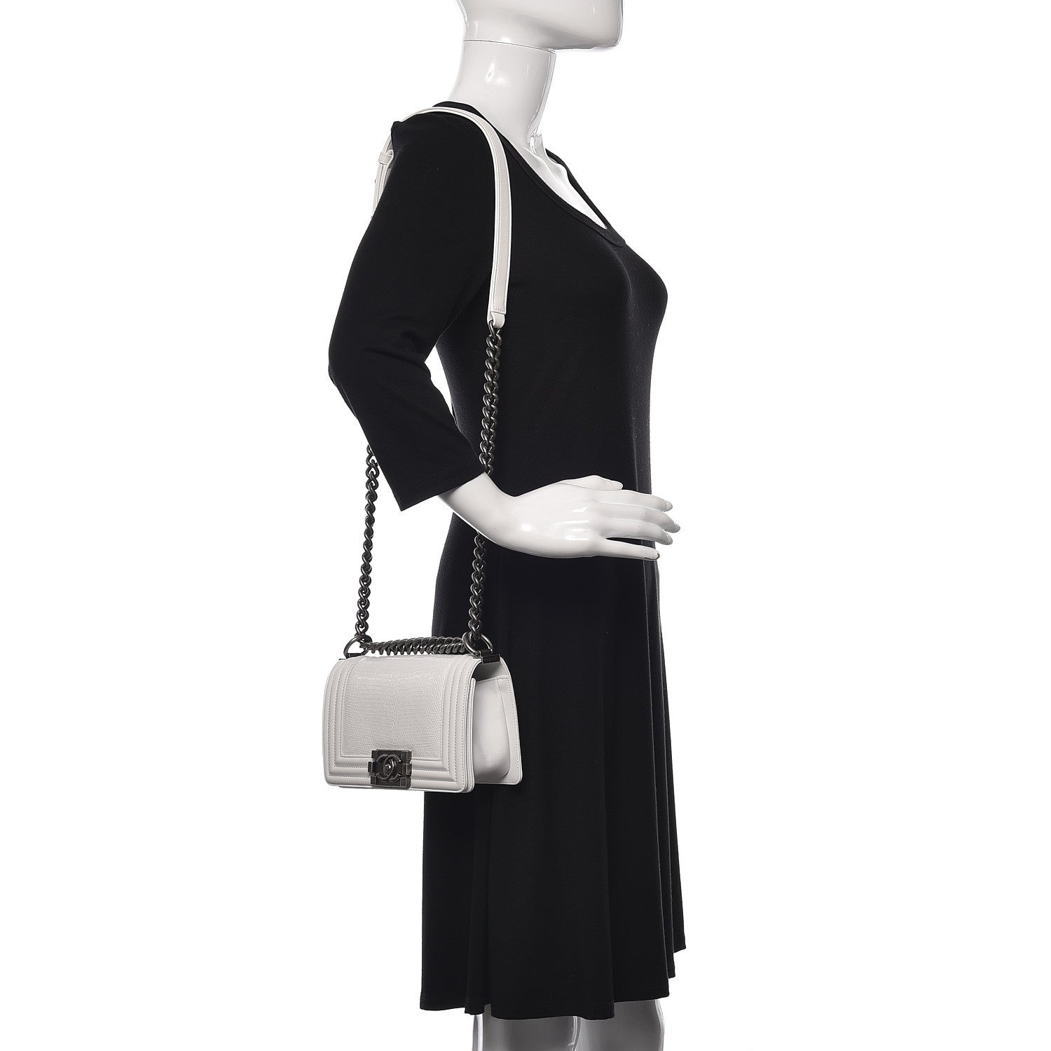 Chanel Lizard Calfskin Small Boy Flap White 2 of 10