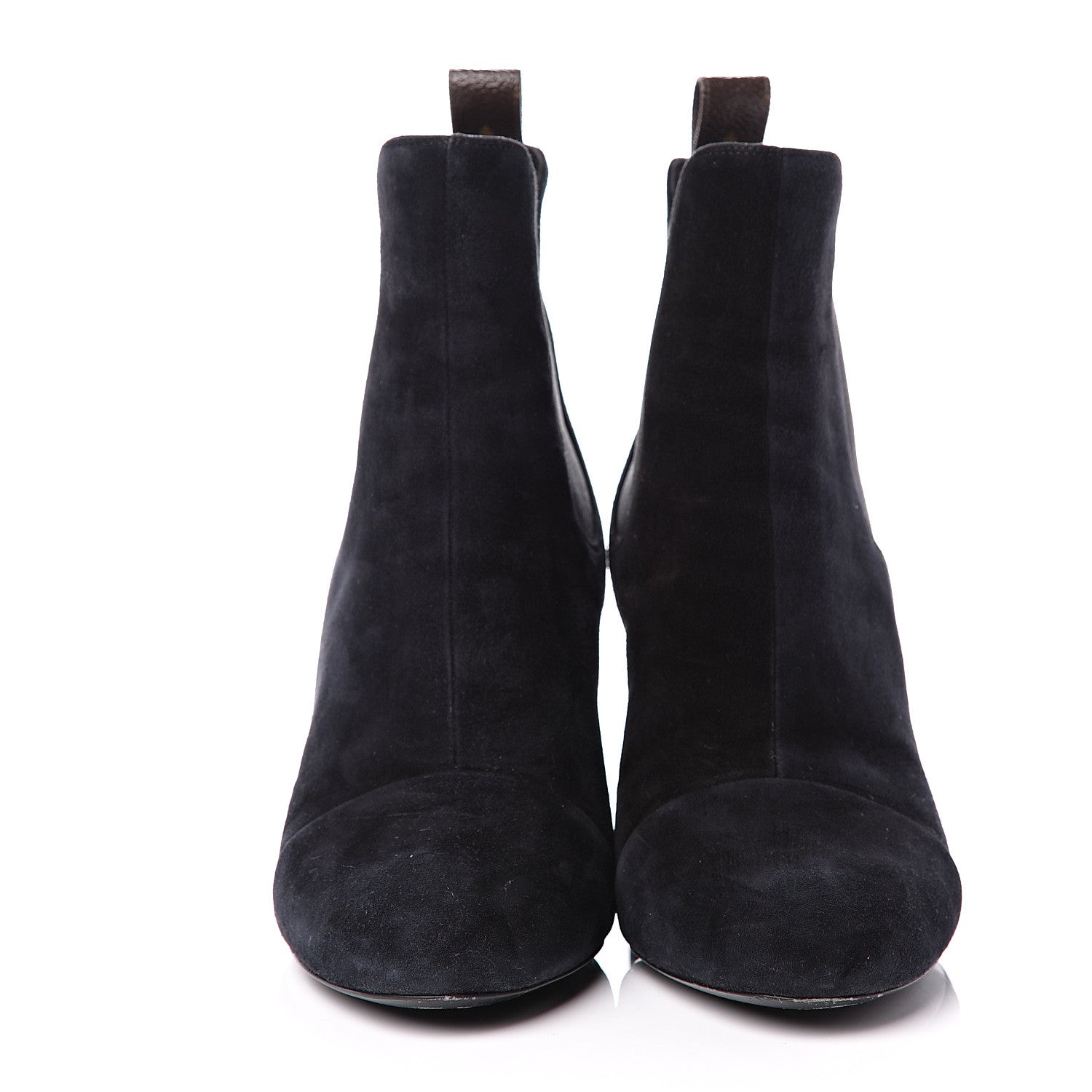 Louis Vuitton Suede Monogram Uniformes Cap Toe Chelsea 80mm Ankle Boots 38.5 Black 3 of 9