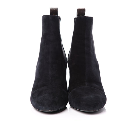 Louis Vuitton Suede Monogram Uniformes Cap Toe Chelsea 80mm Ankle Boots 38.5 Black 3 of 9