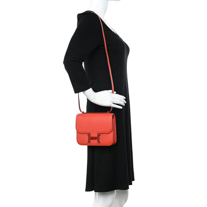 Hermes Epsom Enamel Constance 18 Capucine Sanguine 2 of 15
