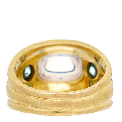 Elizabeth Locke 19K Yellow Gold Moonstone Blue Zircon Cigar Ring 60 9 4 of 6