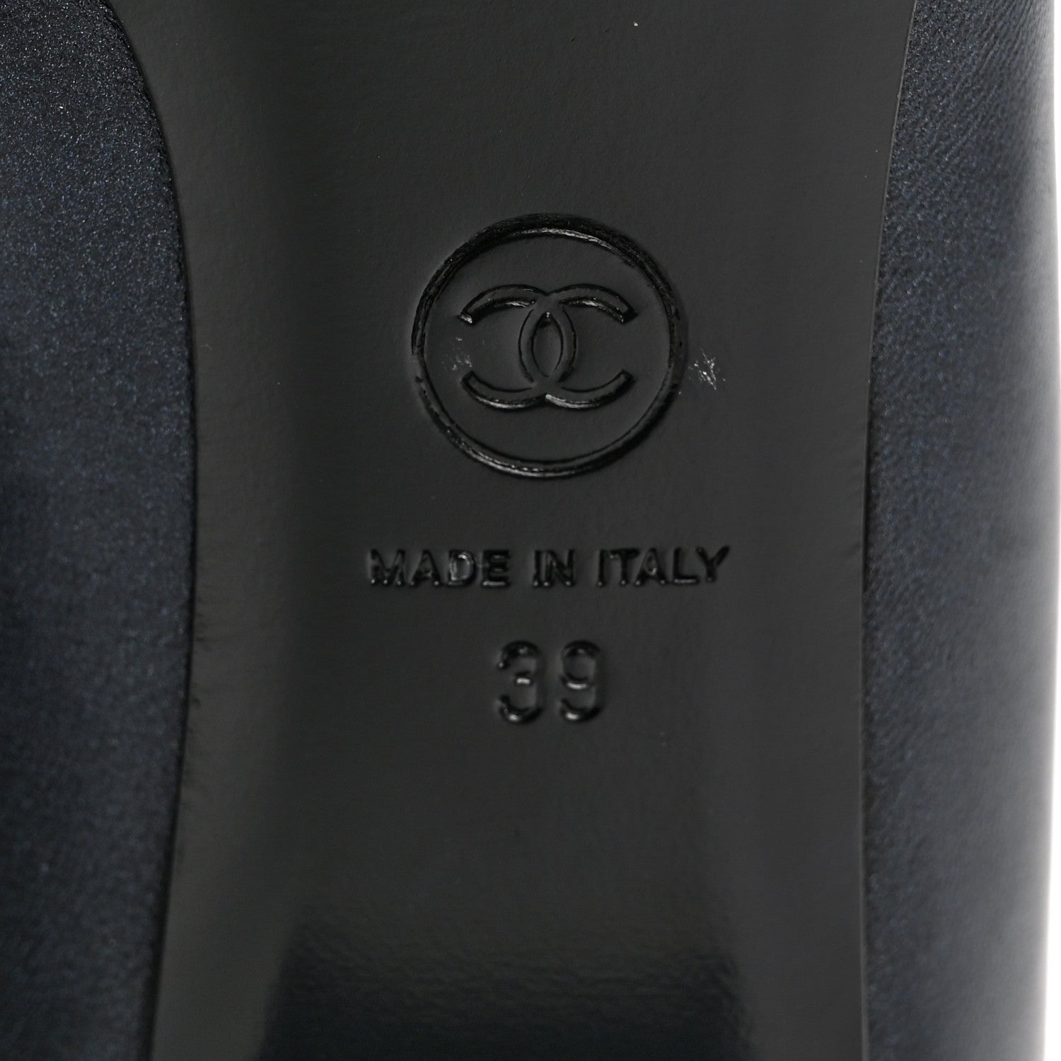 Chanel Lambskin Cap Toe CC Pumps 39 Navy Black 8 of 10