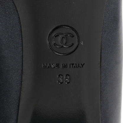 Chanel Lambskin Cap Toe CC Pumps 39 Navy Black 8 of 10