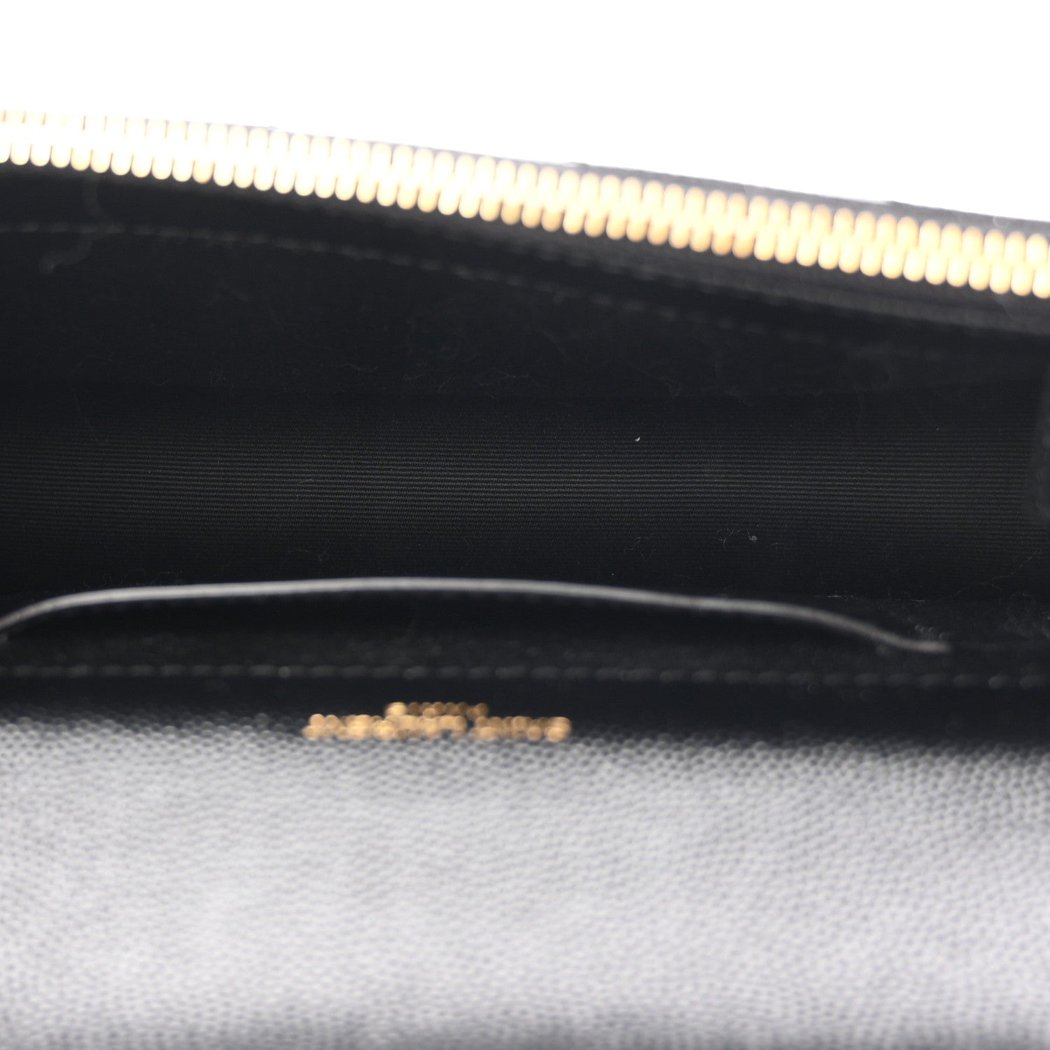 Saint Laurent Grain De Poudre Matelasse Chevron Monogram Envelope Chain Wallet Black 5 of 10