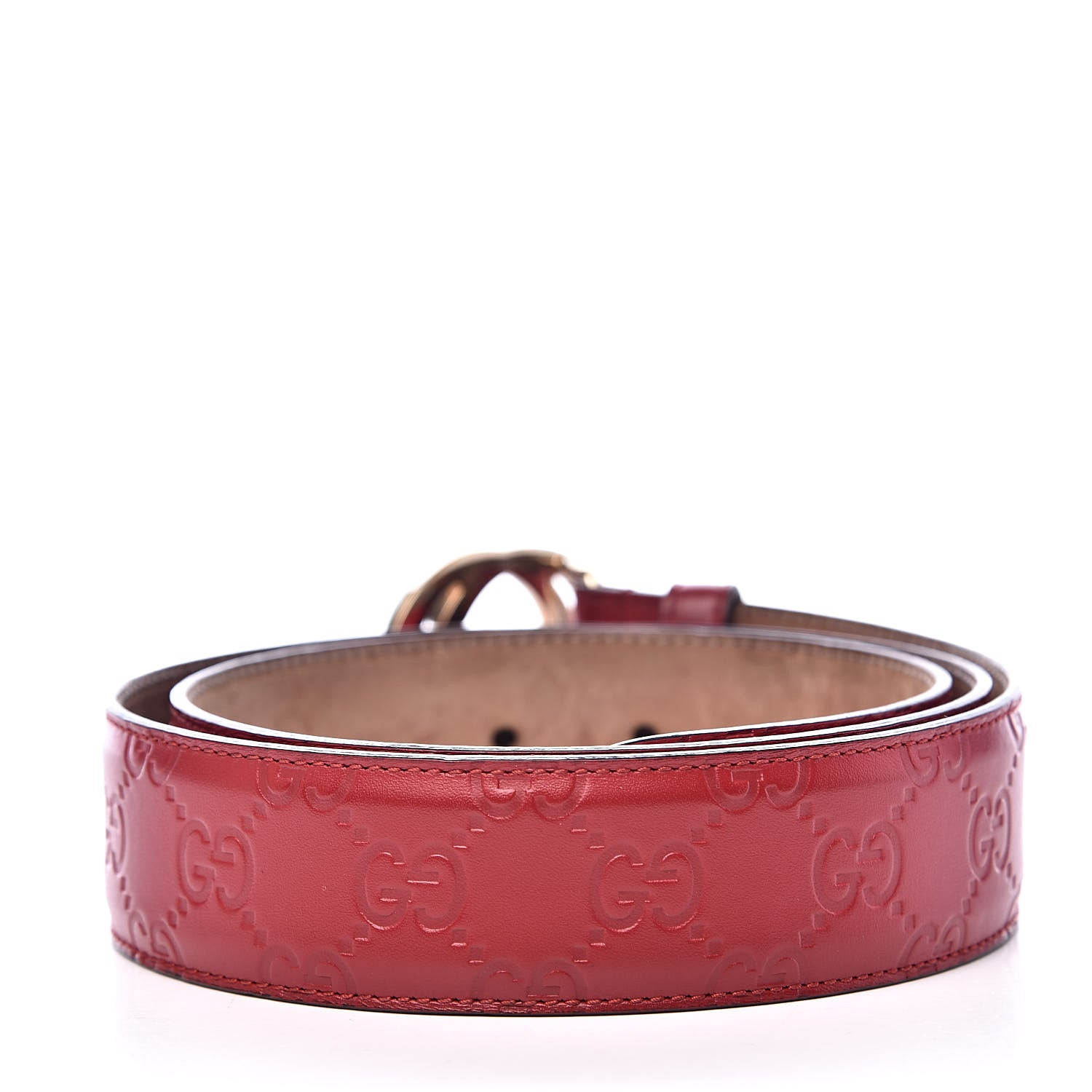 Gucci Guccissima Signature Interlocking G 37mm Belt 90 36 Hibiscus Red 3 of 9